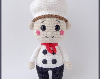 Alex the Chef Crochet Pattern amigurumi doll, crochet pattern chef, amigurumi pattern crochet chef doll