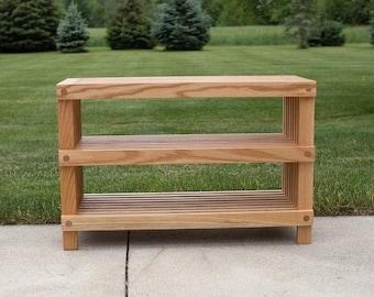 Shoe Bench Slat Style Red Oak