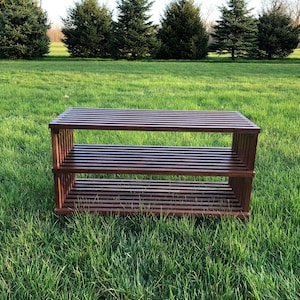 Handcrafted Shoe Rack in Solid Walnut  - Minimalist Slat Design with Custom Sizes