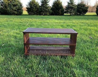 Handcrafted Shoe Rack in Solid Walnut  - Minimalist Slat Design with Custom Sizes