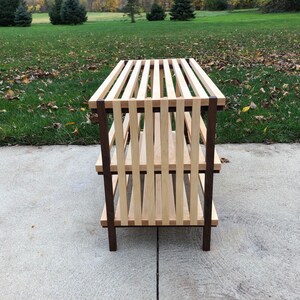 Wood shoe rack, entry way storage, shoe storage, maple and walnut hardwoods image 3