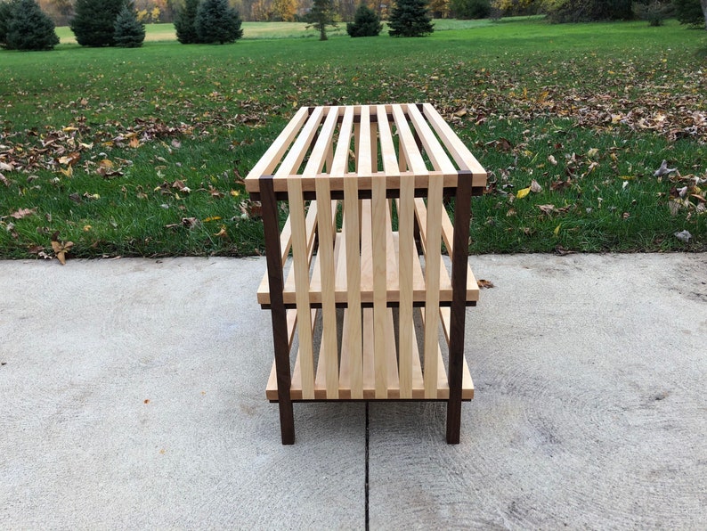 Wood shoe rack, entry way storage, shoe storage, maple and walnut hardwoods image 3