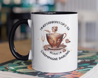 Champagne Darling Kaffeetasse: Bunte Teetasse, einzigartiges Trinkgefäß