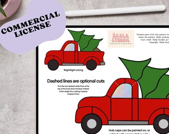 Christmas Tree Pick Up Truck Stained Glass Pattern-Beginner COMMERCIAL LICENSE