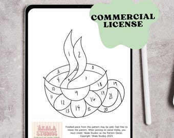 Flower Coffee Cup Stained Glass Pattern- Intermediate COMMERCIAL LICENSE