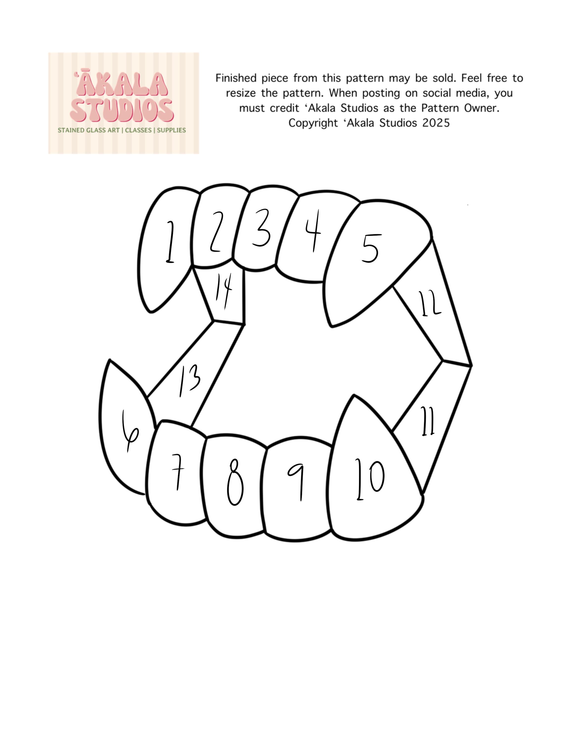 Tooth Stained Glass Pattern Vampire Halloween Toy Teeth Stained Glass Pattern- Beginner Friendly ...