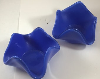 Romantic Blue Glass Candle Votives