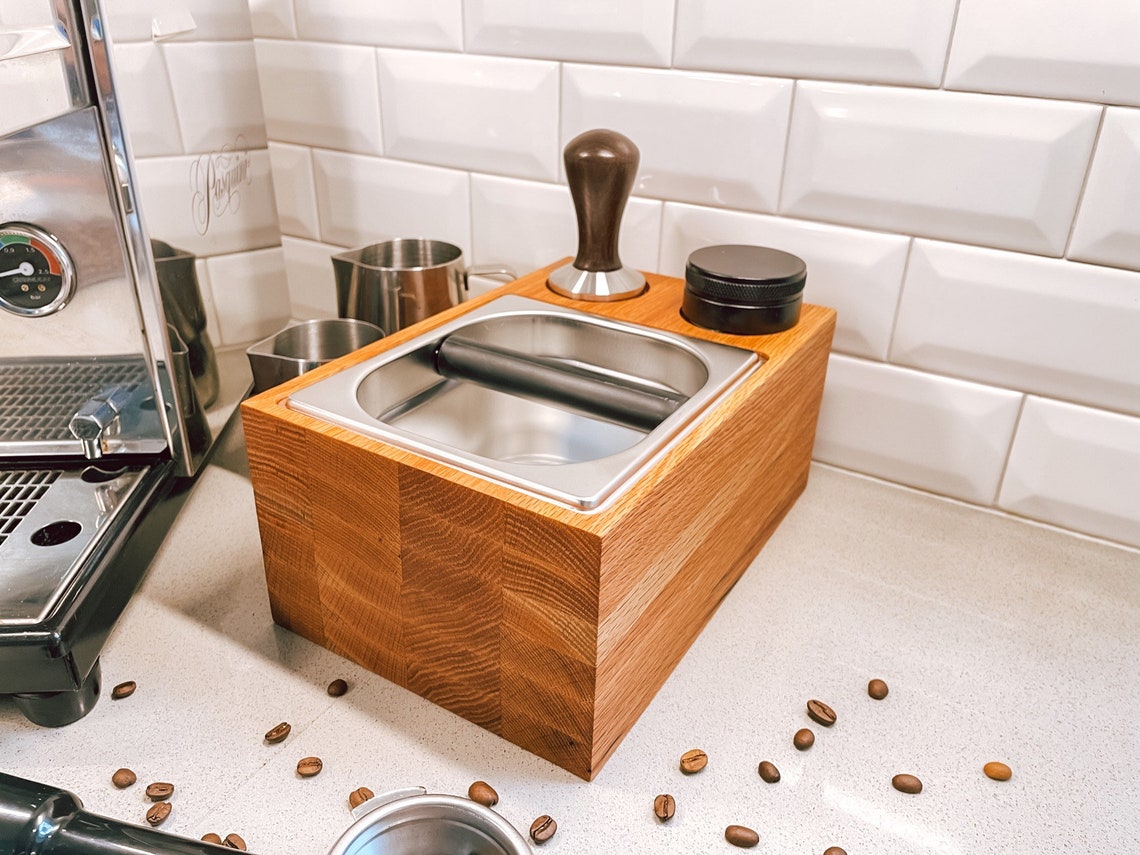 Espresso Coffee Knock Box Station with Cutouts for Temper and Etsy