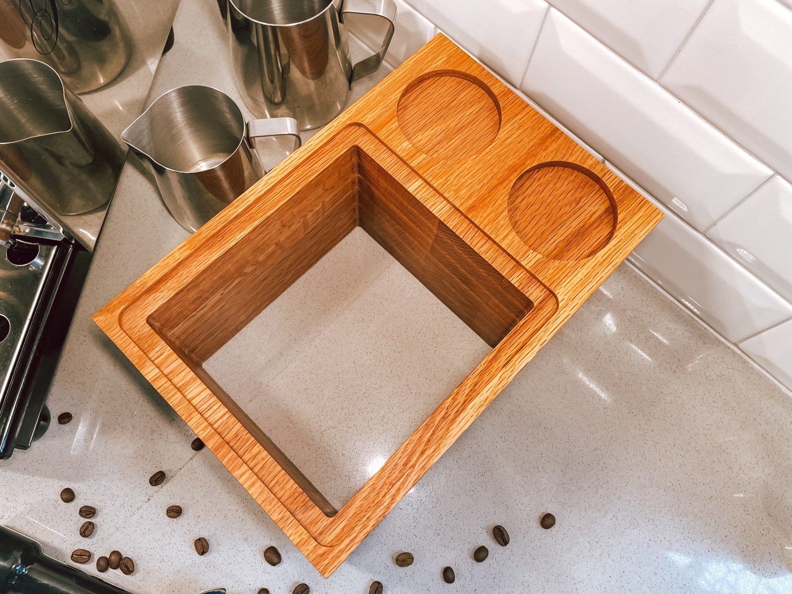 Espresso Coffee Knock Box Station With Cutouts for Temper and Etsy