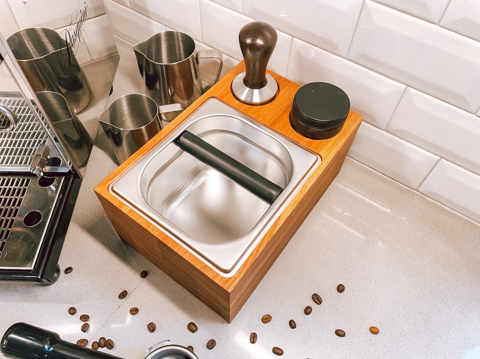 Espresso Coffee Knock Box Station With Cutouts for Temper and Etsy