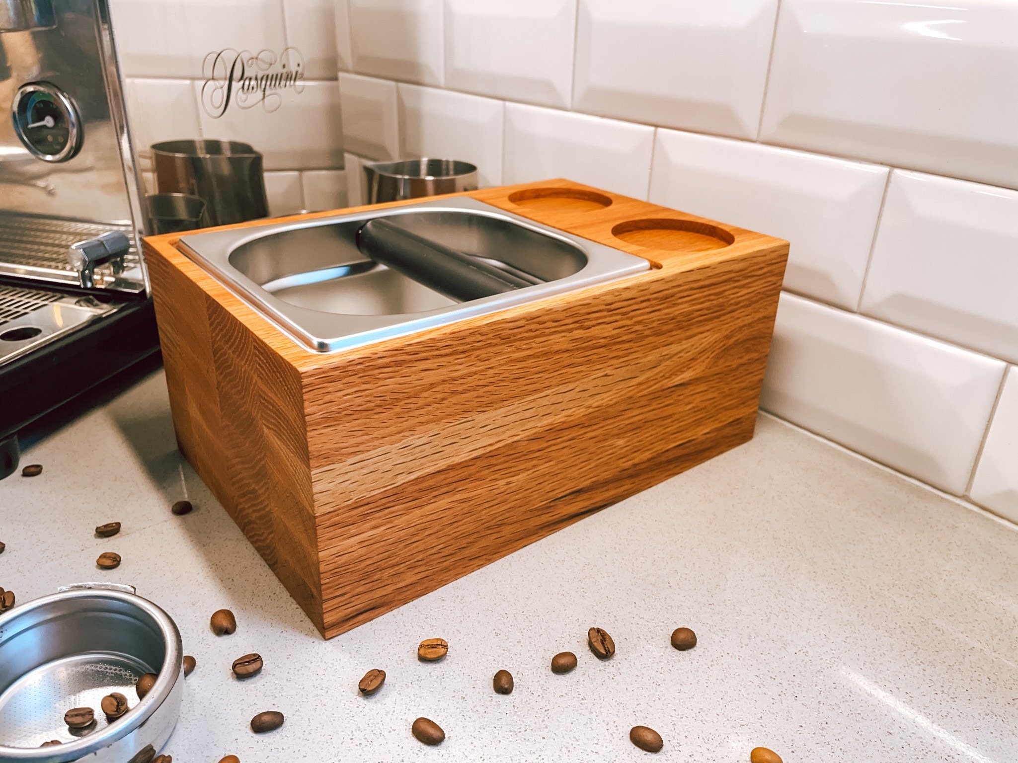 Espresso Coffee Knock Box Station With Cutouts for Temper and Etsy
