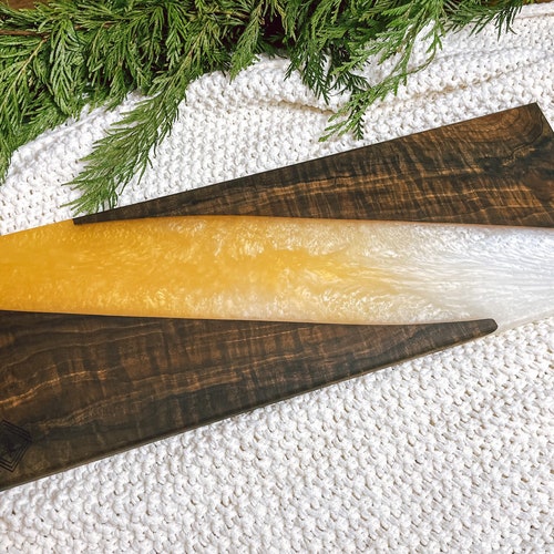 Walnut and Gold/White Epoxy Charcuterie Board Serving shops Board Cheese Tray