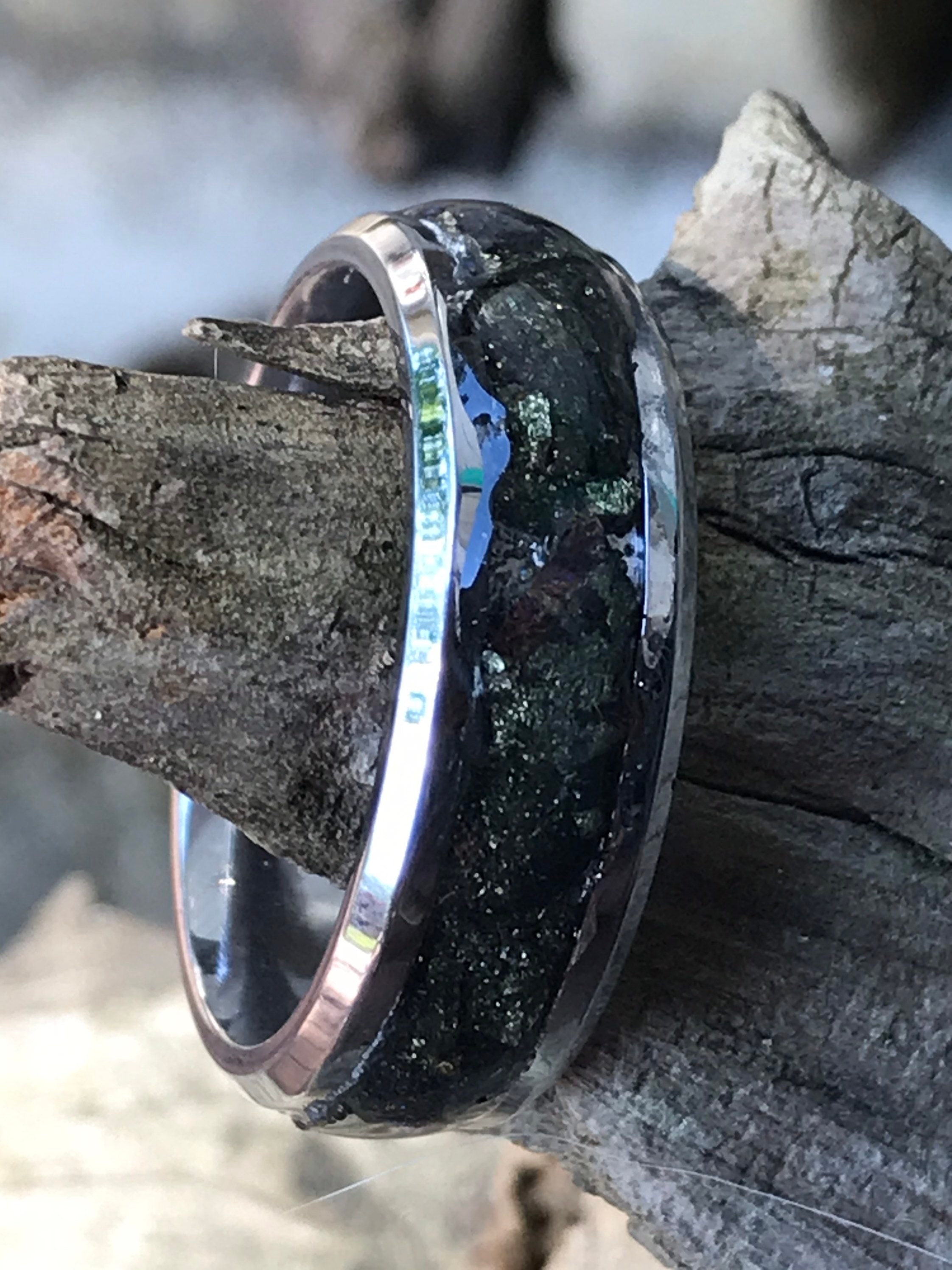 Stone Inlay Ring With Peacock Ore | Etsy