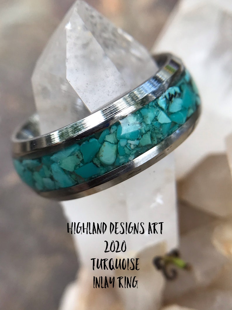 Stone Inlay Turquoise Ring | Etsy