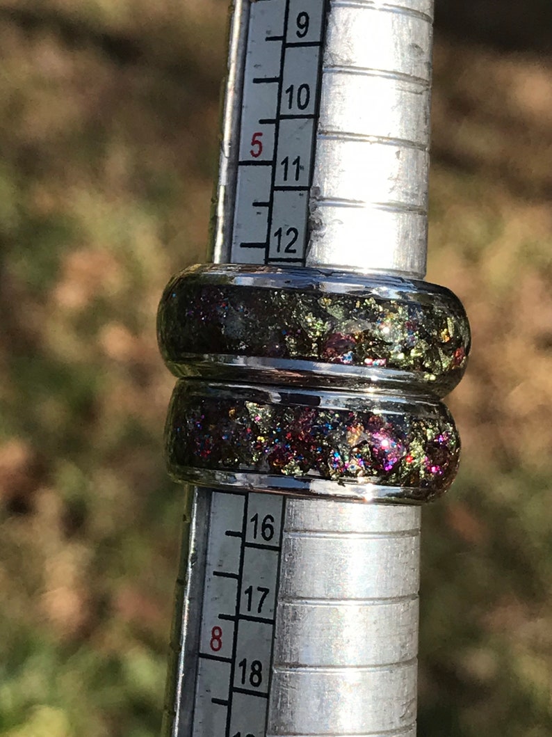 Stone Inlay Ring With Peacock Ore | Etsy