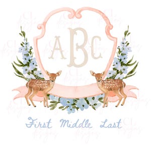 Monogram Baby Crest, Nursery Crest, Baby Girl Nursery Crest