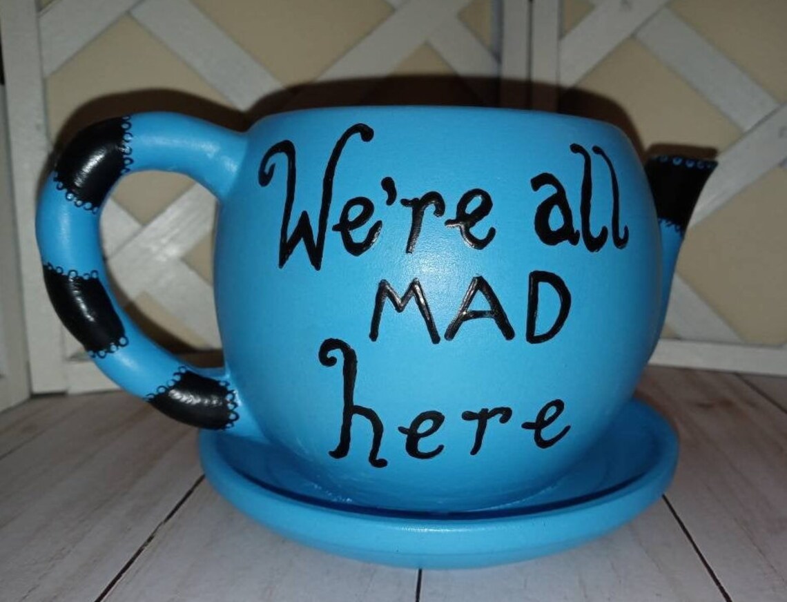 Mad Hatter Tea Pot Planter Hand Painted Etsy