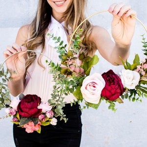 Bridesmaid hoop Bouquet, flower girl basket, wreath bouquet