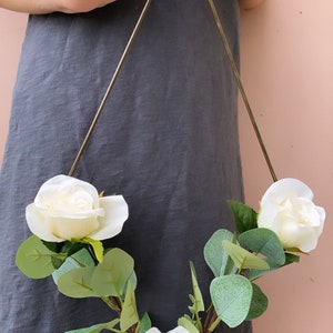 Bridesmaid hoop Bouquet, flower girl basket, diamond wreath image 3