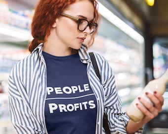 People Over Profits - white lettering women's tee