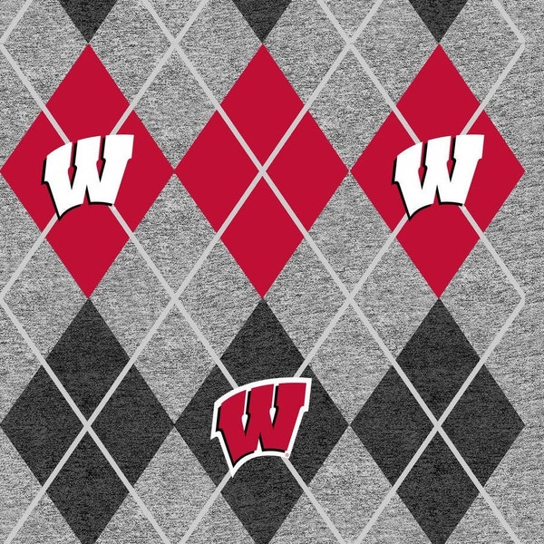 University of Wisconsin Badgers NCAA Fleece Fabric College Patch Pattern WIS1148 58" wide 100% poly