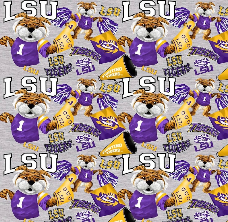 Louisiana State University Tigers LSU Mascot Fabric 100/% Cotton 44 inches wide NCAA Fabric 1164