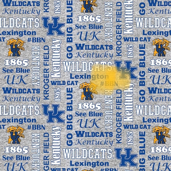 University of Kentucky Wildcats NCAA Fleece Fabric 60 inches wide 100% polyester 1162