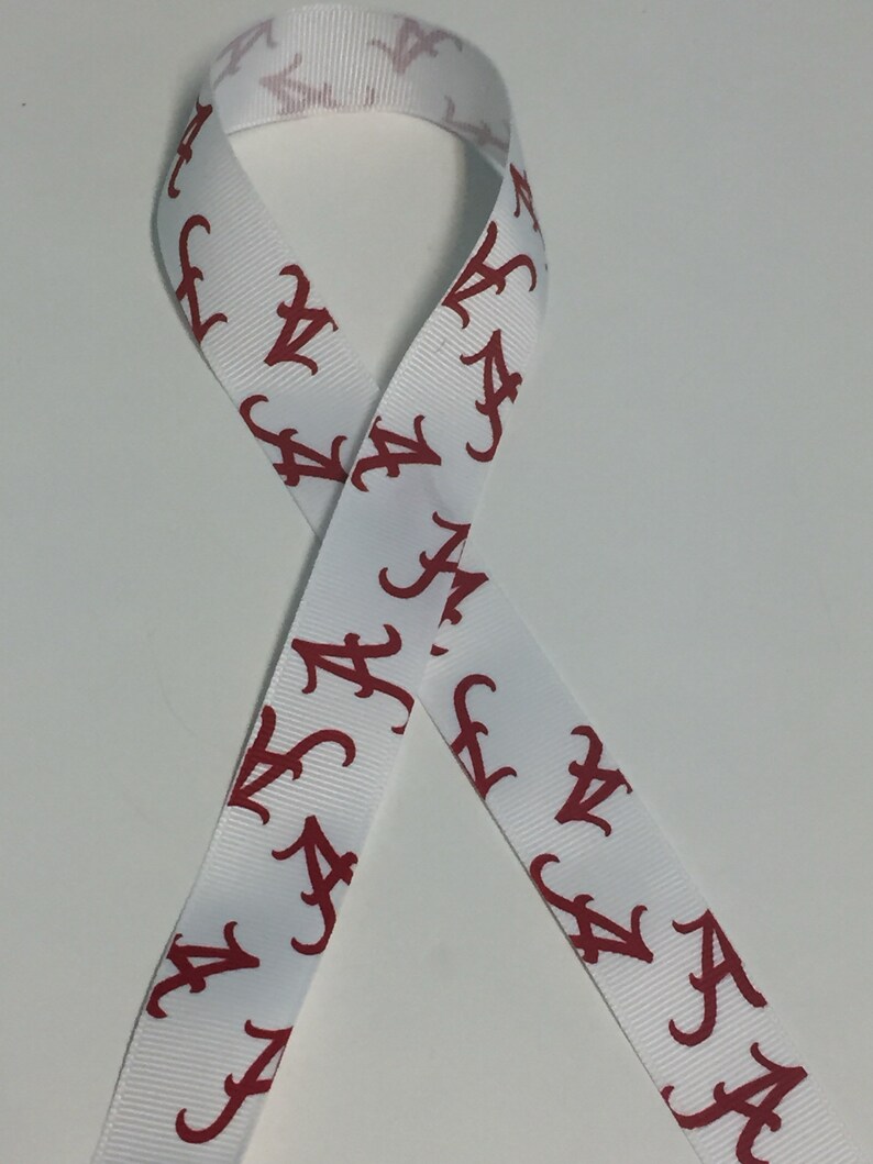 Alabama Crimson Tide A White Grosgrain Ribbon Collegiate Etsy