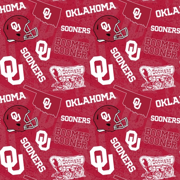 Oklahoma University  NCAA Fabric Tone on Tone  Logo Pattern 44 inches wide 100% cotton 1178