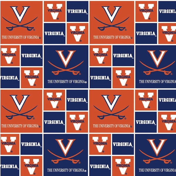 University of Virginia NCAA Fabric Box Logo Pattern 44 inches wide 100% cotton 020