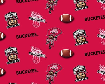 Ohio State University NCAA Fabric Tossed Logo Pattern 44 inches wide 100%  OHS041