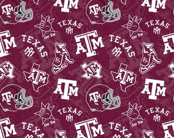 Texas A&M NCAA Fabric Tone on Tone Pattern 44 inches wide 100% cotton 1178