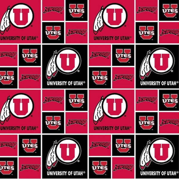 Utah Utes NCAA Fabric Box logo Pattern 44 inches wide 100% cotton UT020