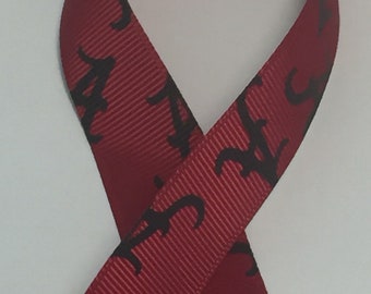 Alabama Crimson Tide A White Grosgrain Ribbon Collegiate | Etsy