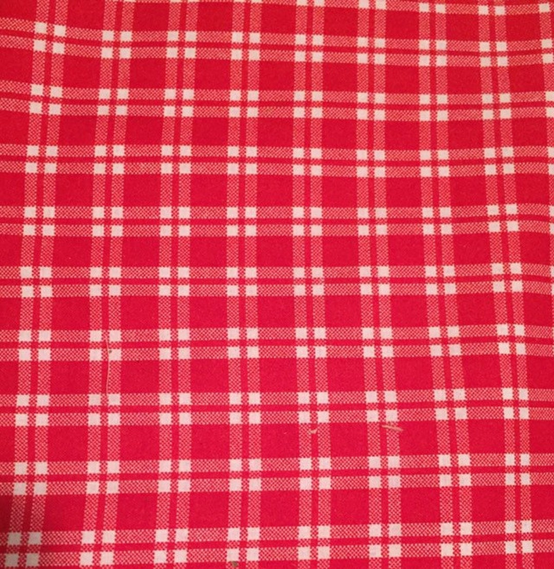 Red and White Check Country Toile Fabric 45 Wide 100 Cotton Picnic