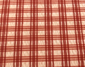 Red and White Plaid Seersucker Fabric Cotton 48”wide 100% Cotton