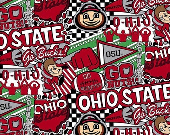 Ohio State University NCAA Pop Art Logo Pattern by Corey Page 44 inches wide 100% cotton OHS1165