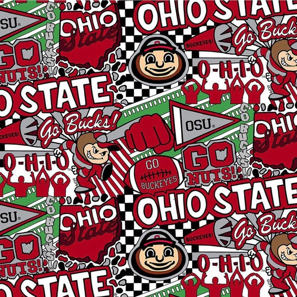 Ohio State University NCAA Pop Art Logo Pattern by Corey Page 44 inches wide 100% cotton OHS1165