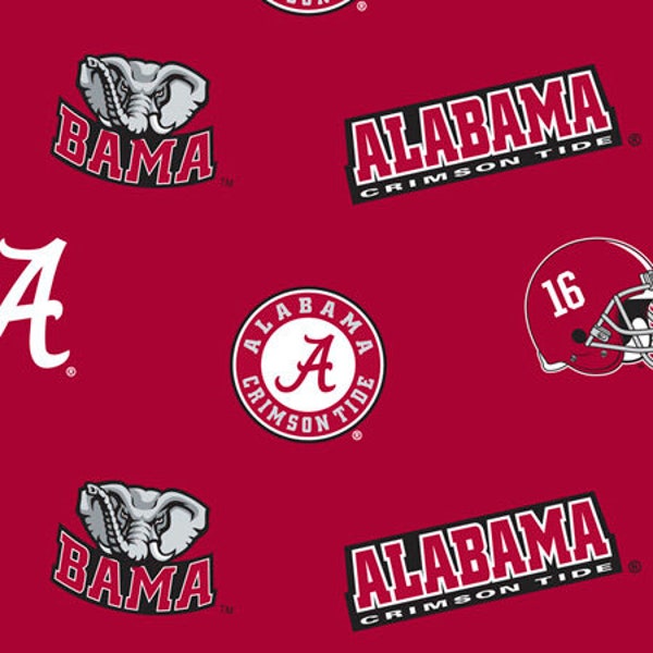 University of Alabama Tossed Logo Fabric 045 100% Cotton 44 inches wide AL045