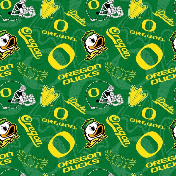 Oregon Ducks Tone on Tone Print Fabric 100% Cotton Licensed Fabric 44" wide-1178