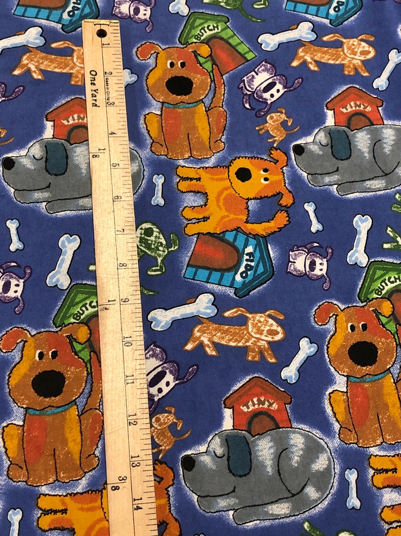 Fluffy Flannel Dogs in Blue Fabric 100 cotton flannel 44 Etsy