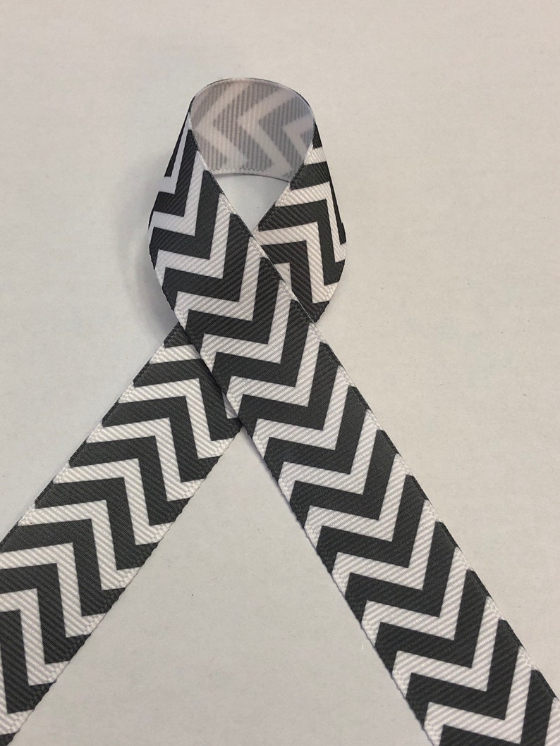 Flannel Grey Chevron Ribbon 78 wide Grosgrain 5 yard cut