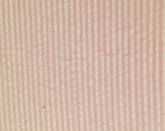 Pink Thin Stripe Seersucker Fabric 100% Cotton 58" wide