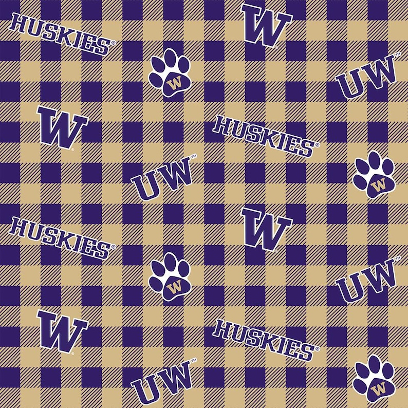 University of Washington NCAA Fabric Buffalo Plaid Small Logo Pattern 44 inches wide 100/% cotton 1207