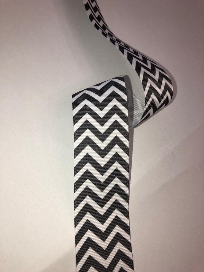 Flannel Grey Chevron Ribbon 78 wide Grosgrain 5 yard cut