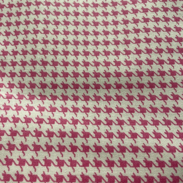 Hot Pink and White Houndstooth Fabric 45" wide 100% Cotton