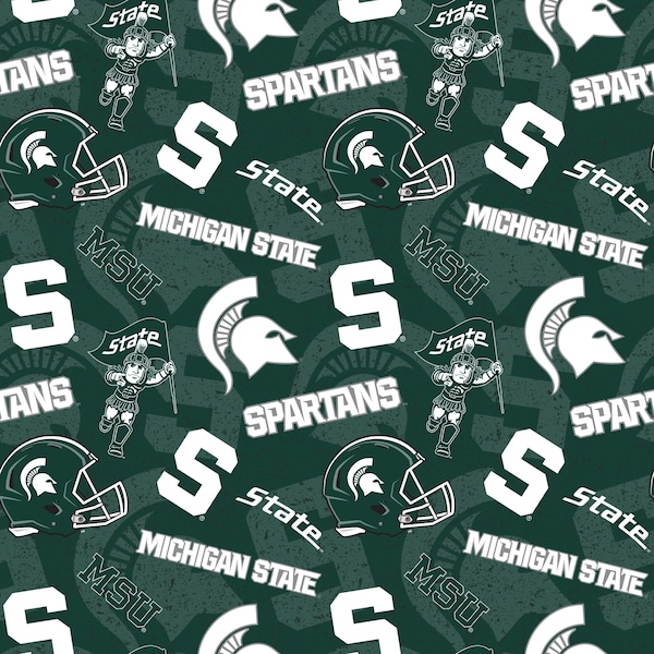 Michigan State University Spartans NCAA Fabric Tone on Tone Pattern 44 inches wide 100% cotton MIST1178