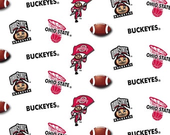 Ohio State University NCAA Fabric Tossed Logo Pattern 44 inches wide 100%  OHS042