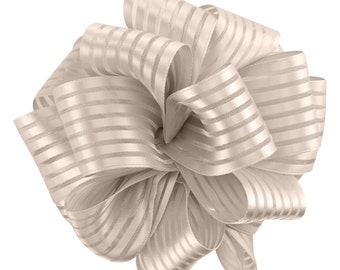 Oyster Amalina Double Face Satin Stripe Ribbon 1.5" Wide Taupe