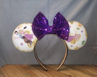 Rapunzel Inspired Mouse Ears - Tangled Theme - Handmade Minnie Ears-READY TO SHIP